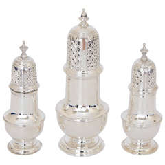 A Suite of Three George II Antique Silver Casters