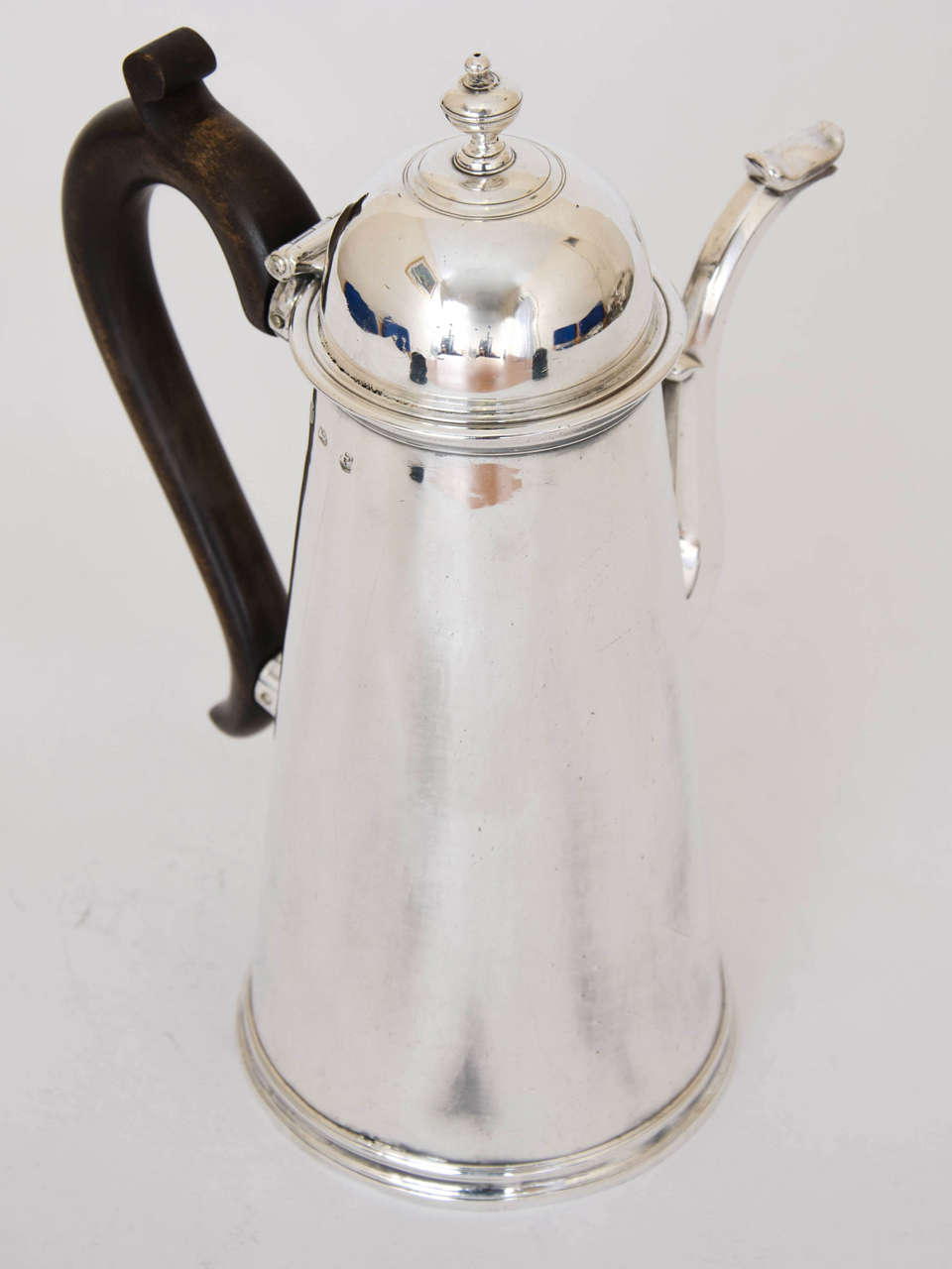 English Antique Silver Side handled Coffee / Chocolate Pot. For Sale