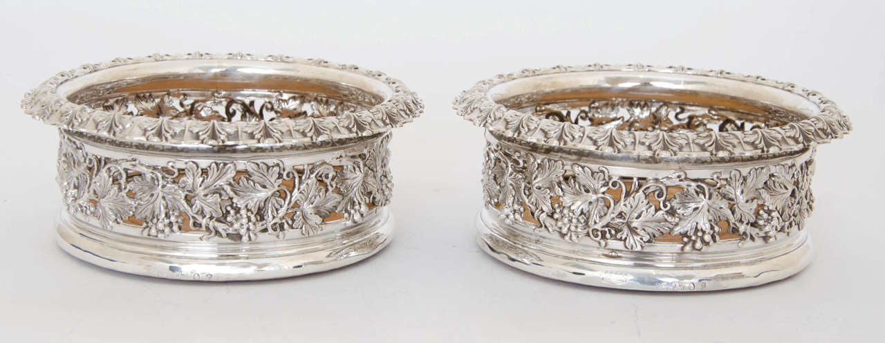 Set of Four George IV Sterling Silver Coasters Made by S. C. Younge & Co
