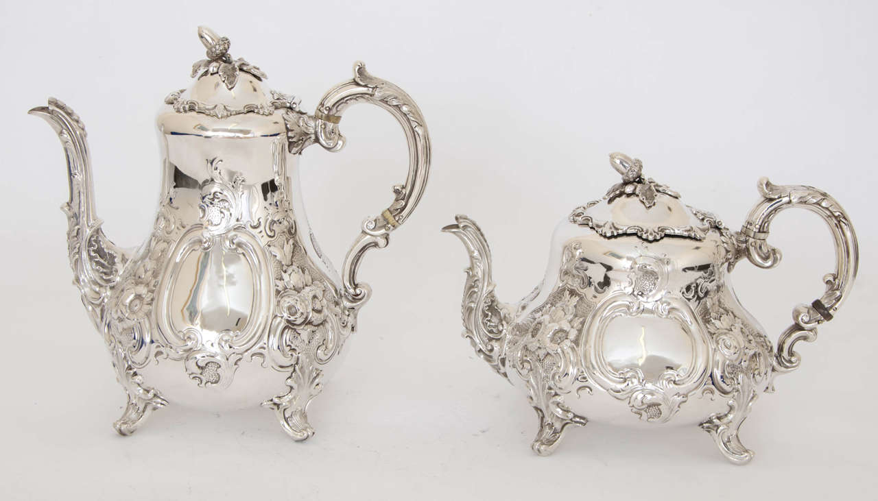 An Antique Silver Tea and Coffee Service& Silver Pated Kettle & Tray For Sale 1