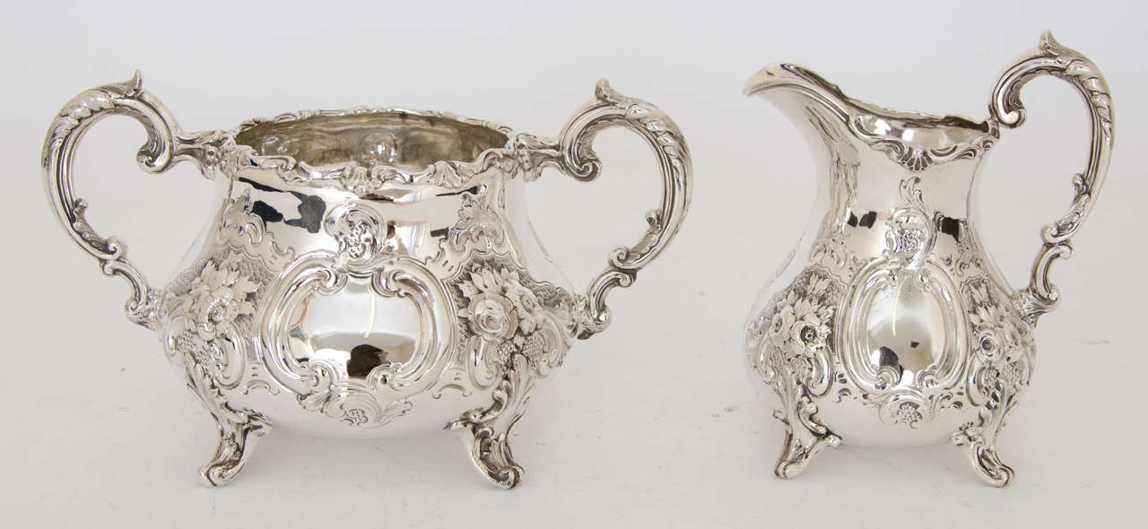 An Antique Silver Tea and Coffee Service& Silver Pated Kettle & Tray For Sale 2
