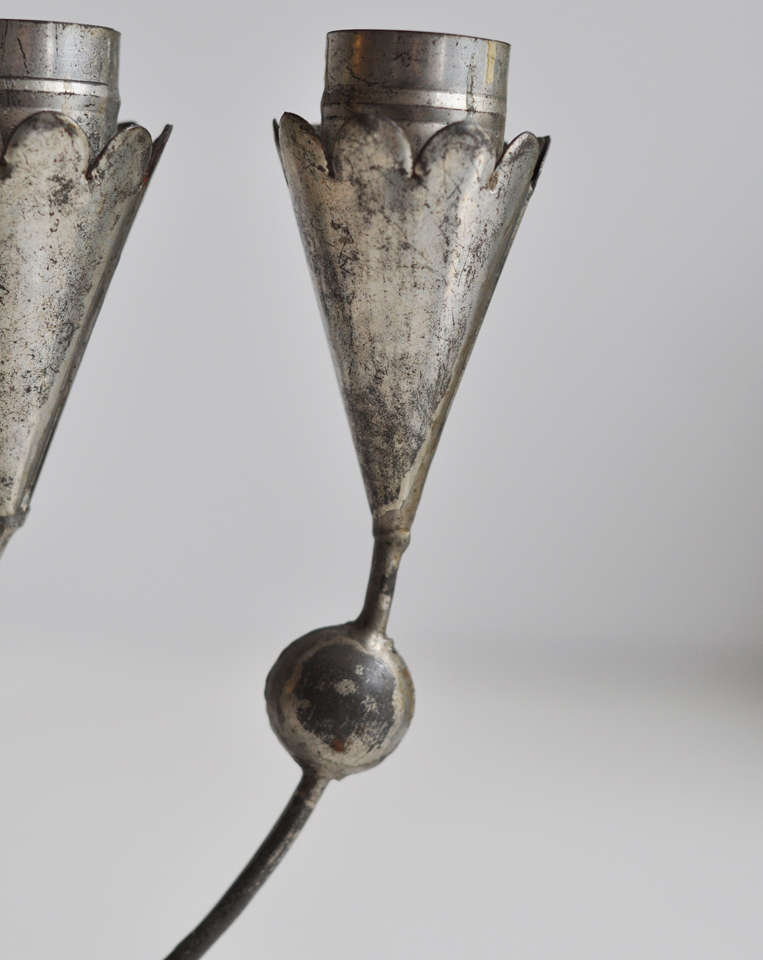 Mexican Pair of Tin Candelabra by William Spratling