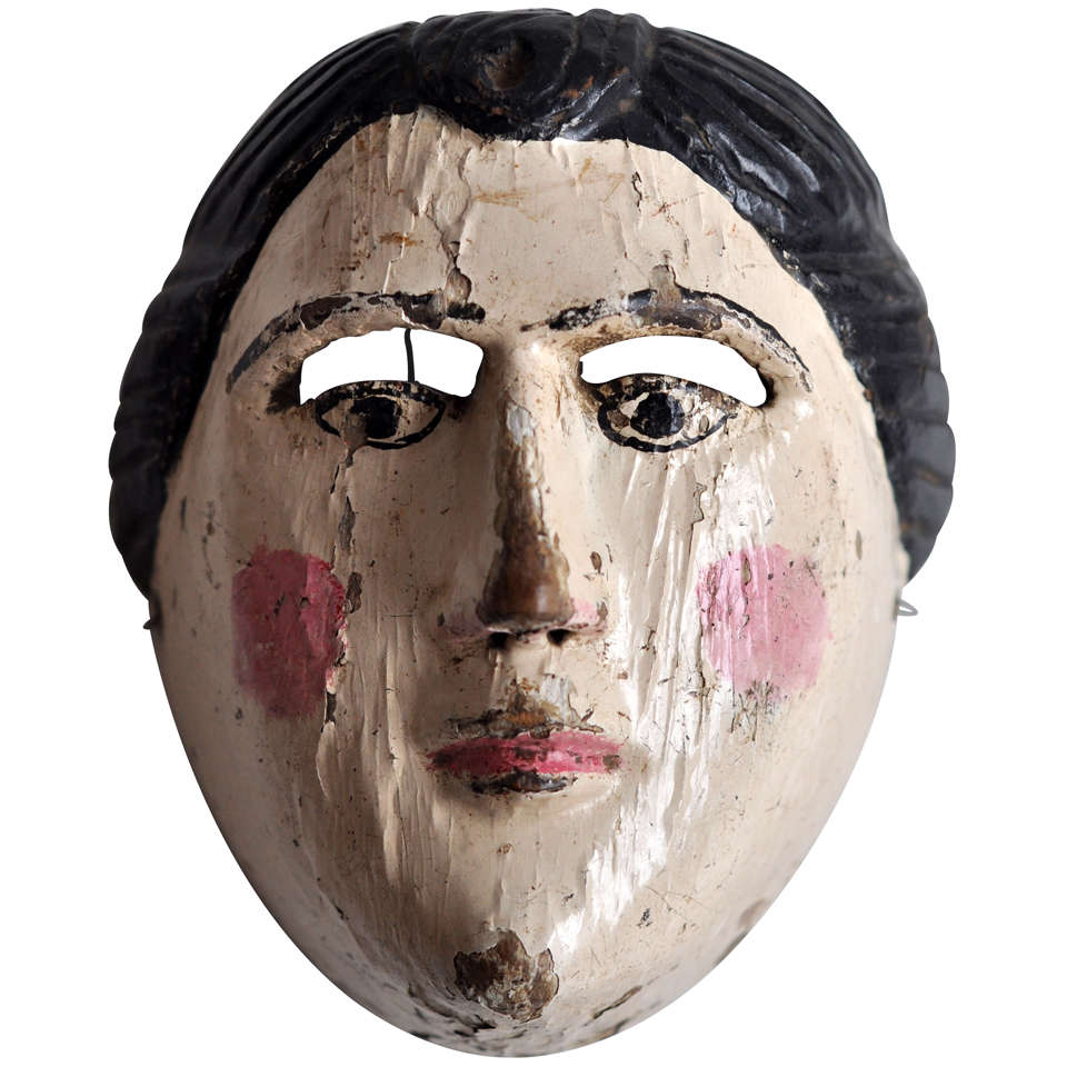 Central American Carved Wood Ceremonial Mask For Sale at 1stDibs