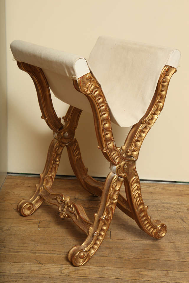 French X-Shaped Louis XV Style Hand Carved Pliant Stools 1