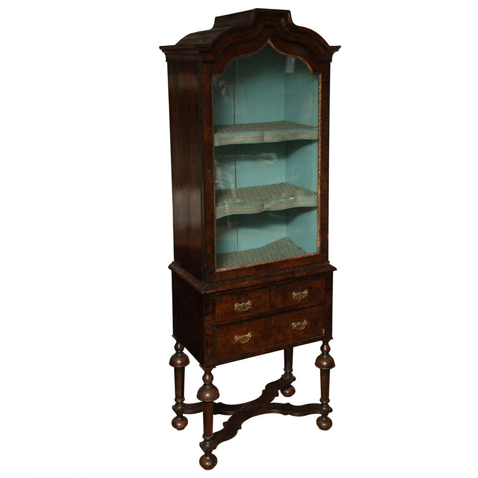 A Two Part English Queen Anne Style Cabinet 