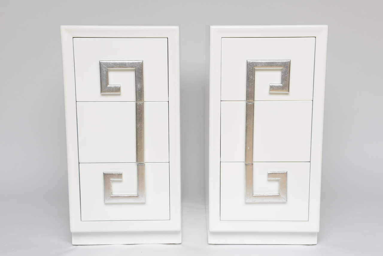 Greek key design in Silverleaf - 3 ample drawers.