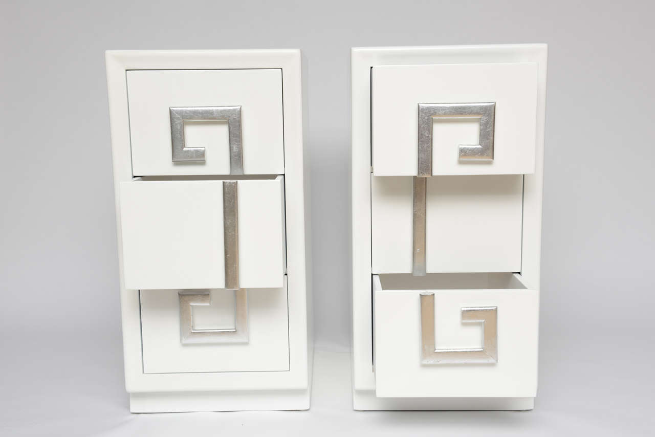 Pair of Exquisite Greek Key Kittinger Nightstands In Excellent Condition In East Hampton, NY