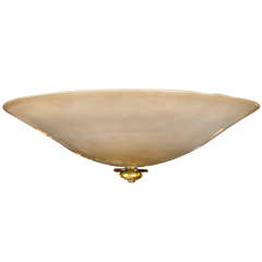 Large single gold blown Murano ceiling fixture