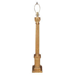 19th century French Gilt Wood Column Lamp