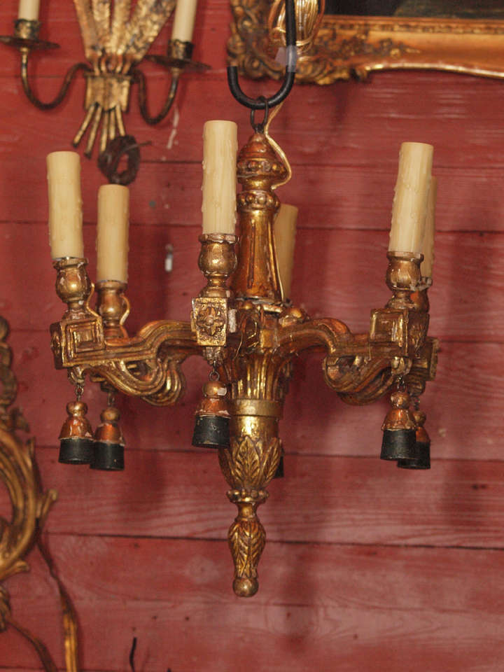 19th century Italian Gilt Wood Chandelier