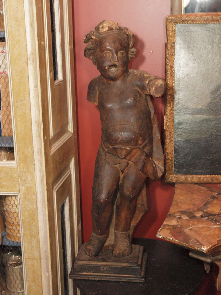 Renaissance 17th century Carved wood Putti For Sale