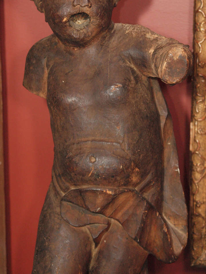 18th Century and Earlier 17th century Carved wood Putti For Sale