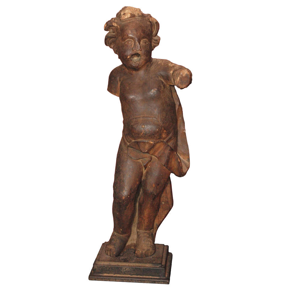 17th century Carved wood Putti For Sale