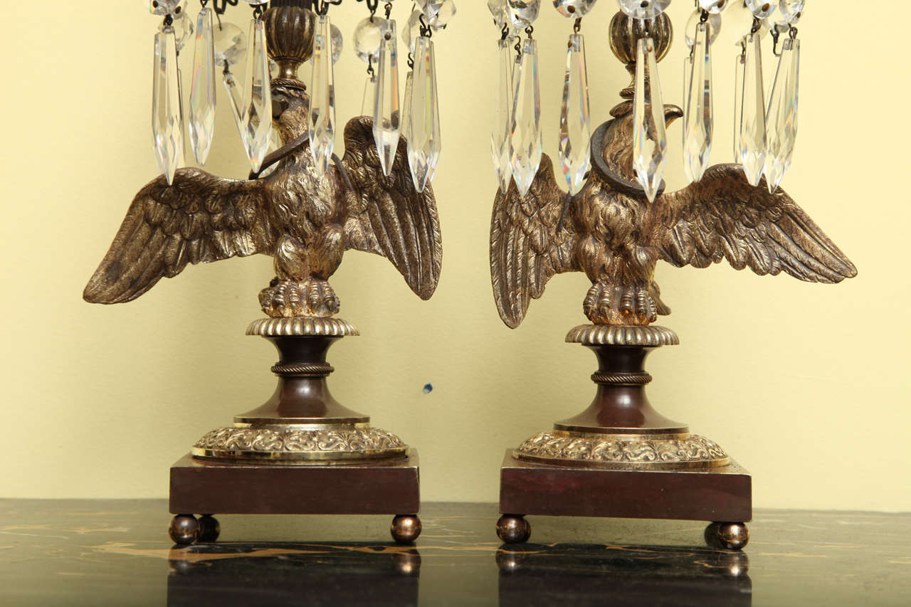 19th Century Antique Pair of Regency Ormolu Eagle Candlesticks, English, circa 1810 For Sale