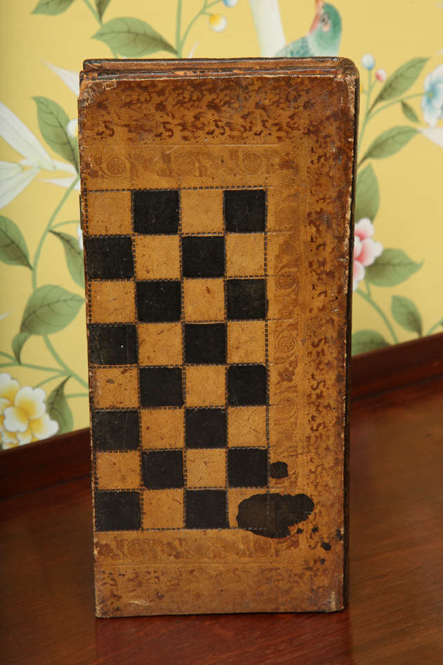 19th Century Antique Victorian Folding Book Form Chess/Backgammon Board