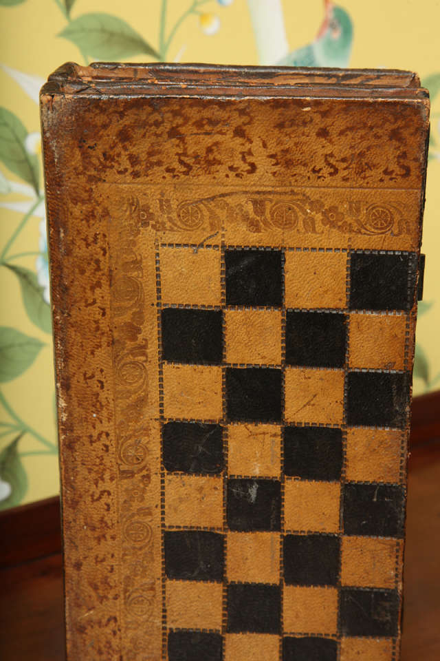 Antique Victorian Folding Book Form Chess/Backgammon Board 1
