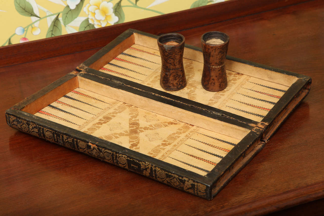 Antique Victorian Folding Book Form Chess/Backgammon Board 4