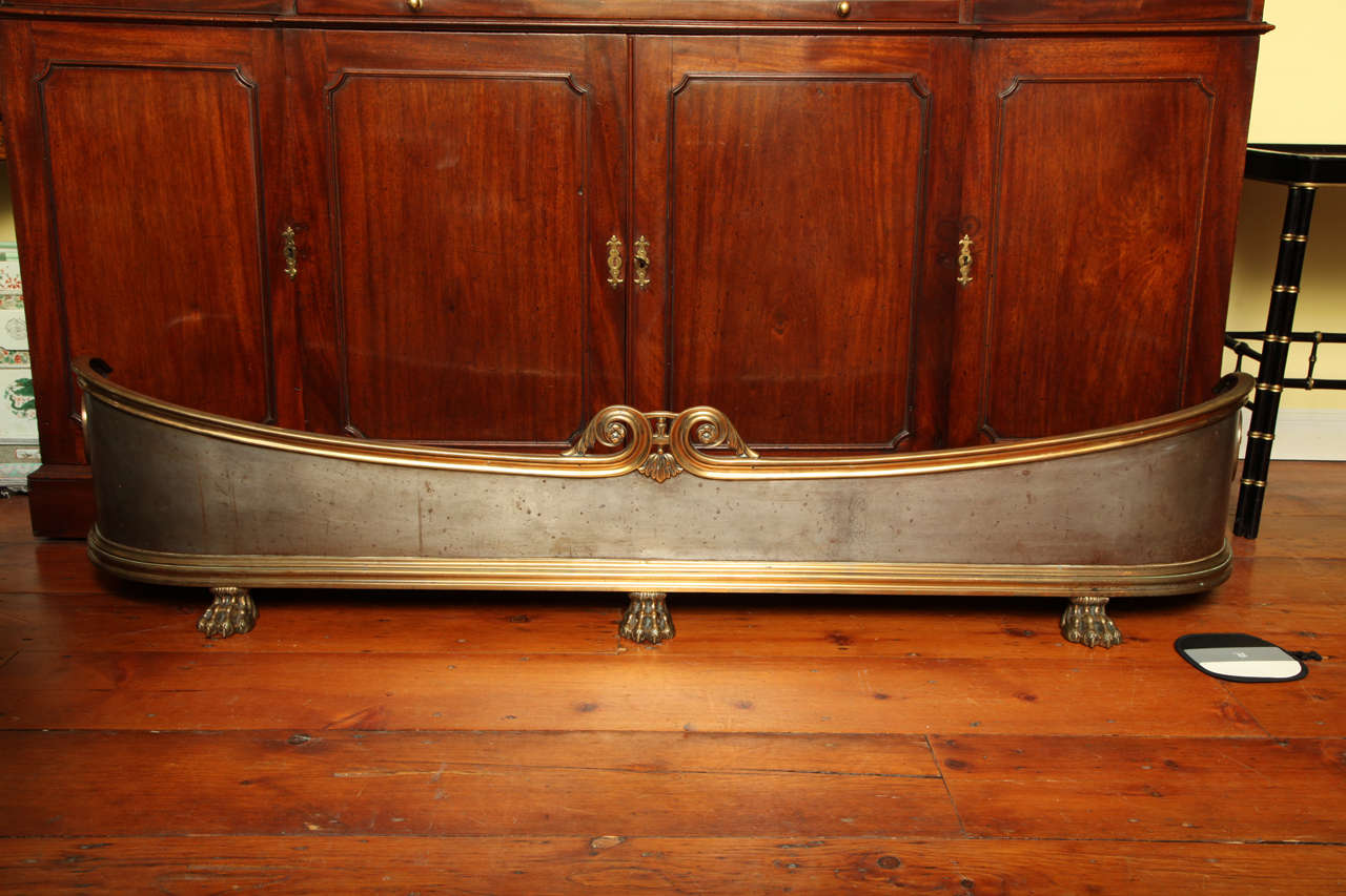 English Large Antique Regency Period Brass and Steel Fire Fender, circa 1810 For Sale
