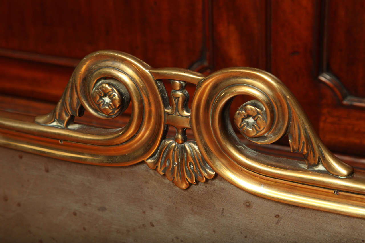 19th Century Large Antique Regency Period Brass and Steel Fire Fender, circa 1810 For Sale