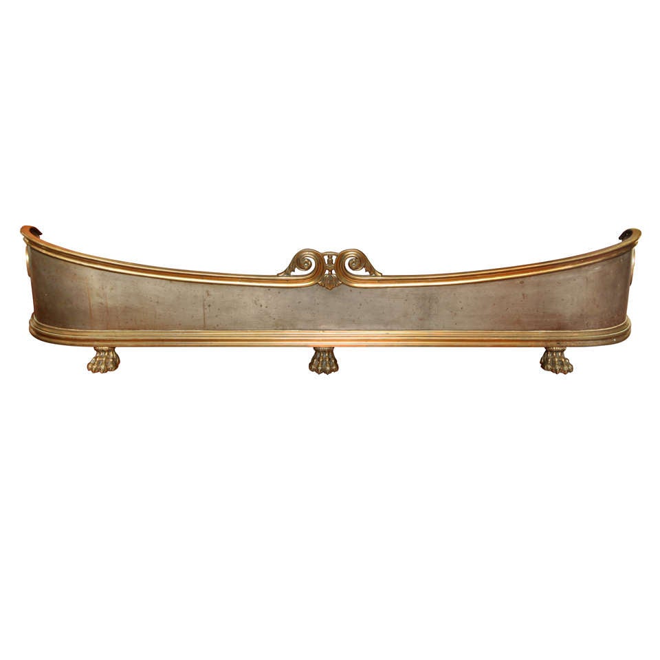 Large Antique Regency Period Brass and Steel Fire Fender, circa 1810 For Sale