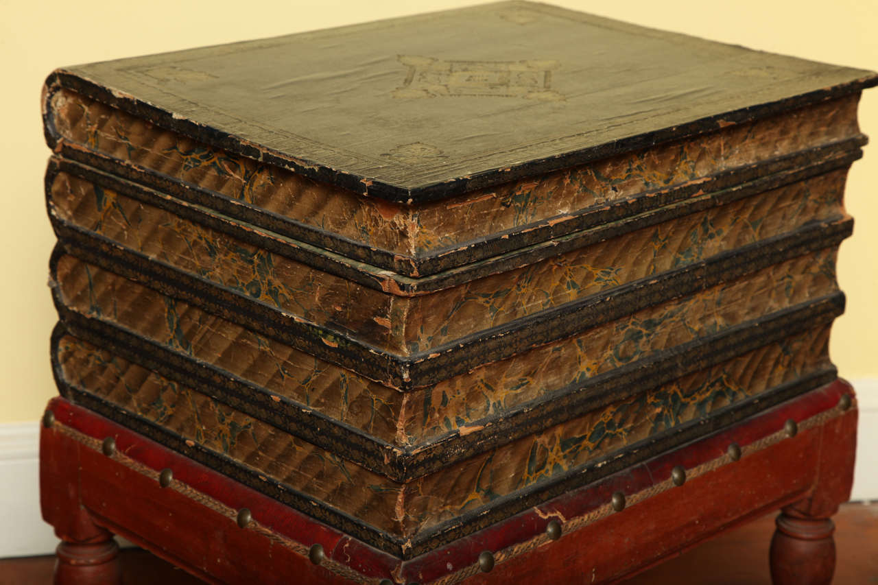 French Antique Gilt Tooled Blue Faux Leather Side Table, circa 1880 For Sale