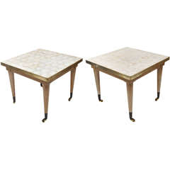 Mica Shell Top Tables on casters