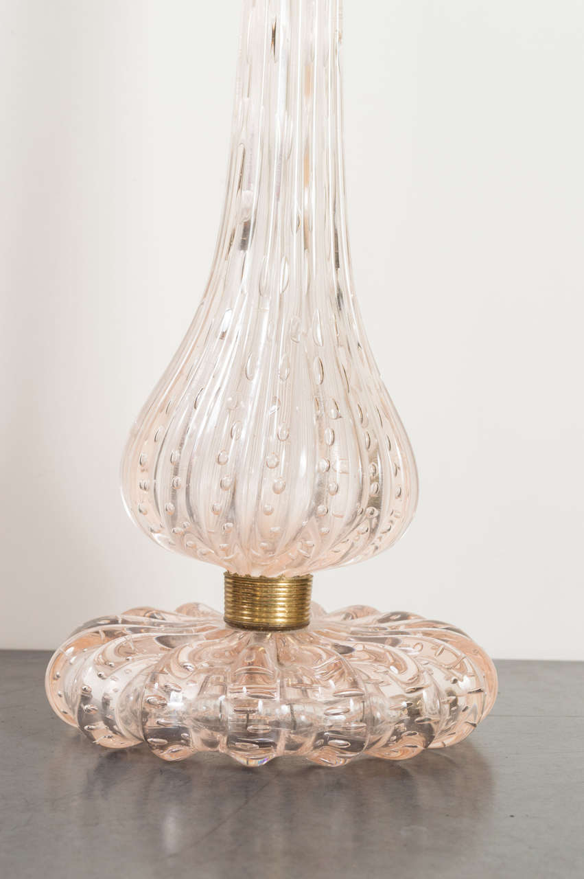 Pair, Vintage Seguso Bubble Glass Lamps In Excellent Condition In San Francisco, CA