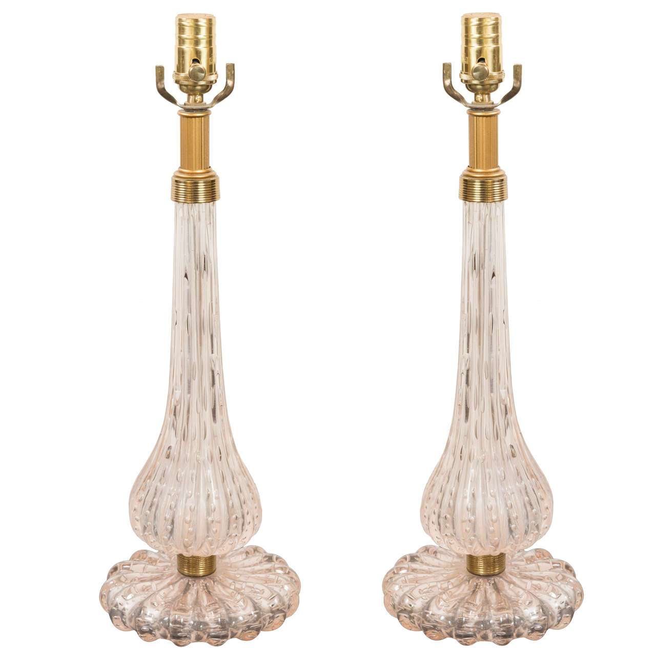 Pair, Vintage Seguso Bubble Glass Lamps