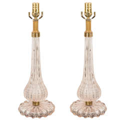 Pair, Vintage Seguso Bubble Glass Lamps
