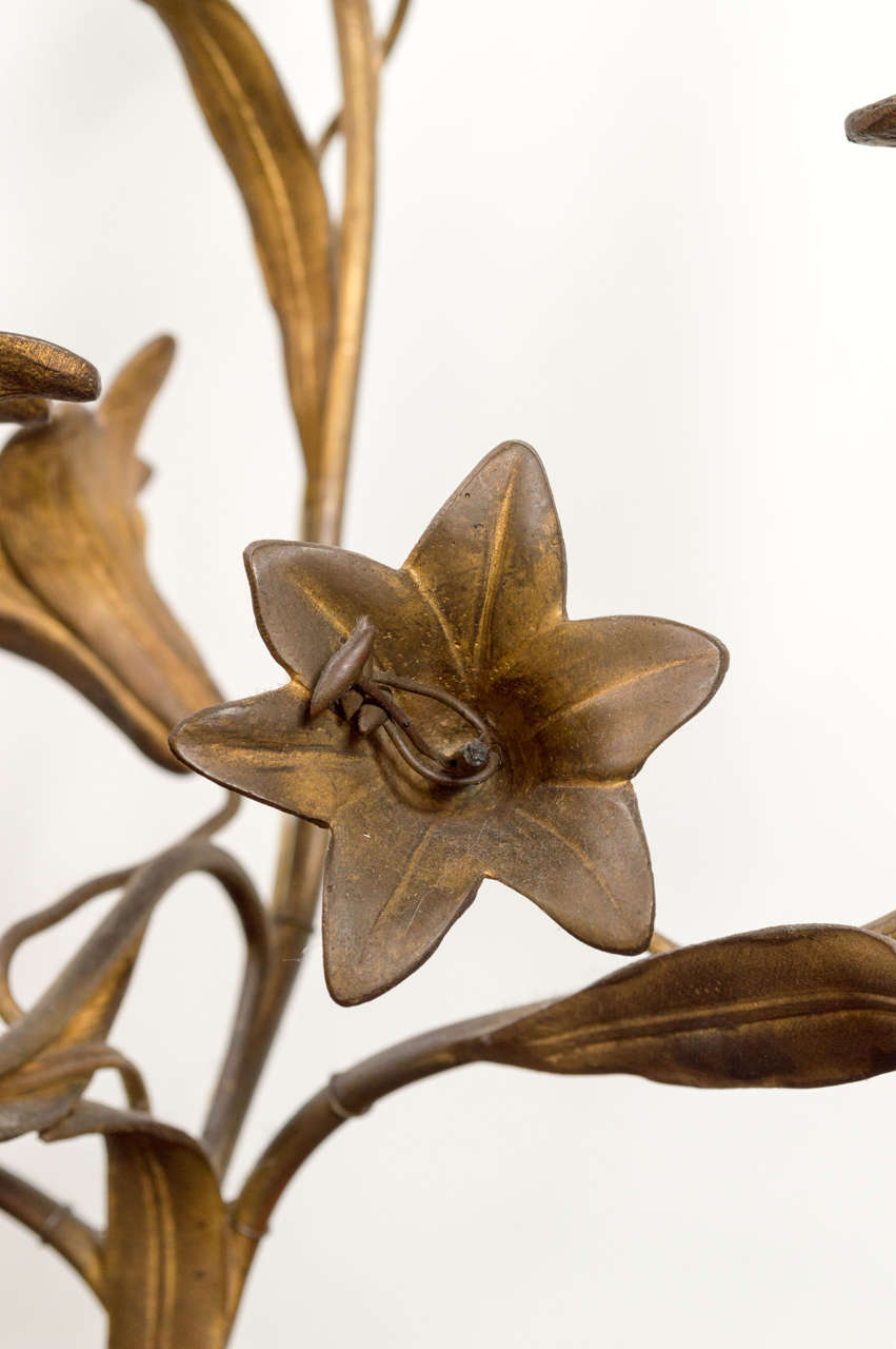 Pair of Bronze Art Nouveau Lily Form Candelabras 1