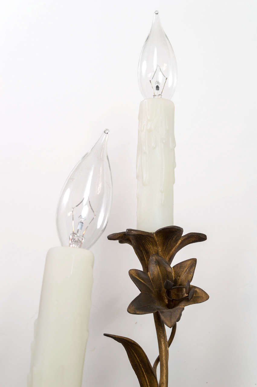 Pair of Bronze Art Nouveau Lily Form Candelabras 2