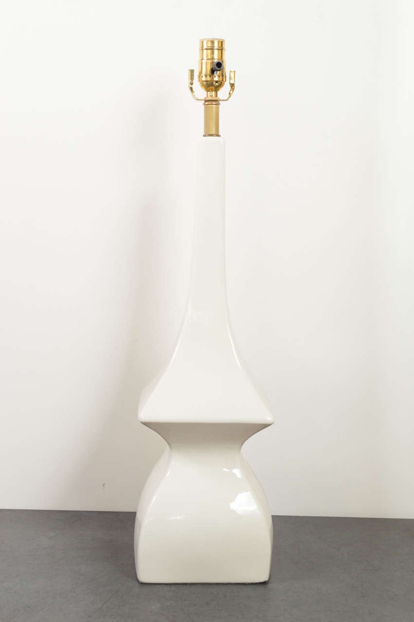 American 1960s White Ceramic Table Lamp