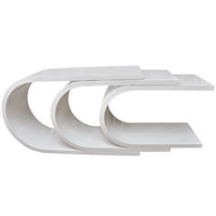 White Lacquer C-Shaped Console by Baker