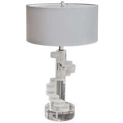 Wonderful Lucite Table Lamp with Custom Shade