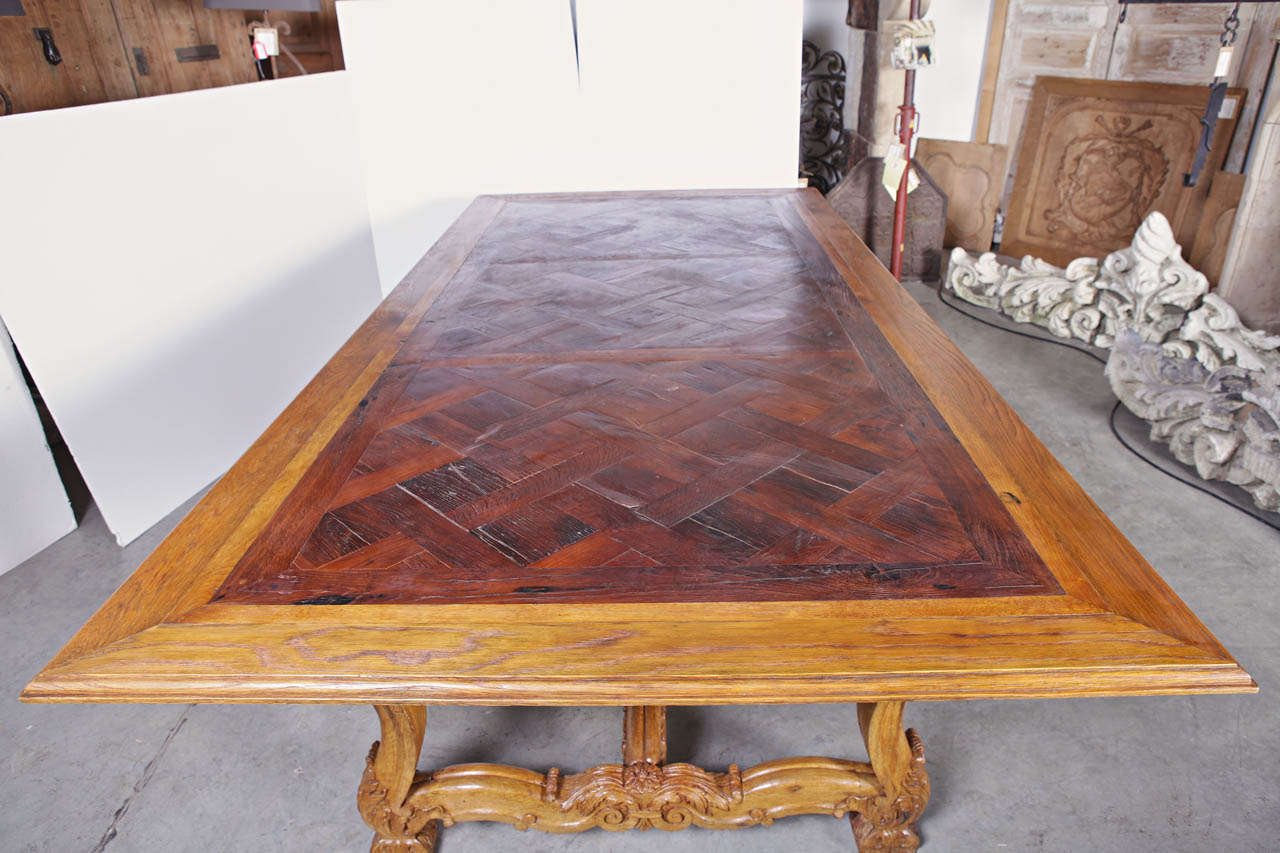 Régence Antique French Regence Style Parquet Top Table