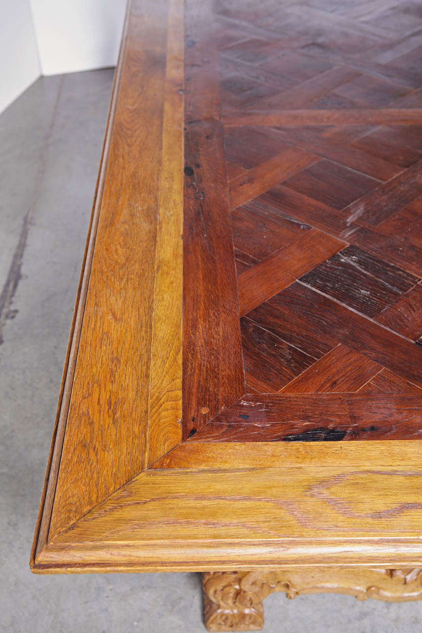 Antique French Regence Style Parquet Top Table 3