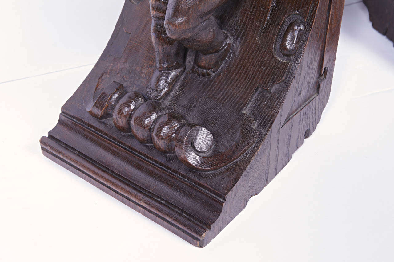 Pair of 19th Century Carved French Oak Corbels 1