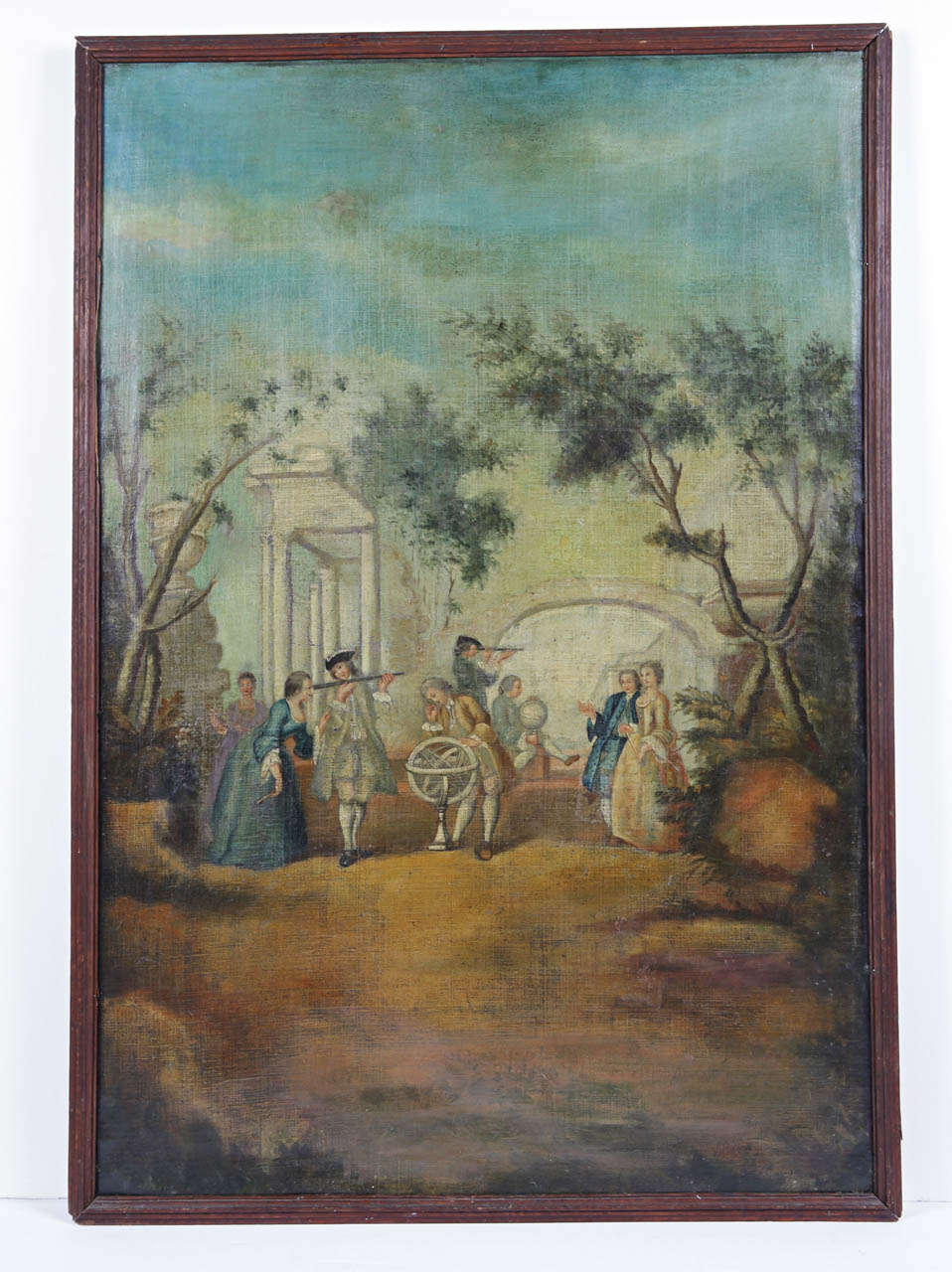 These 18th century French paintings are sometimes referred to as Landscape Garden Paintings.  Historically they were designed to be allegories and were rarely copied from real nature.  Often, they depicted romantic scenes in Arcadian landscapes