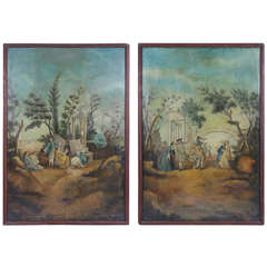 A Pair of 18th Century French Landscape Paintings