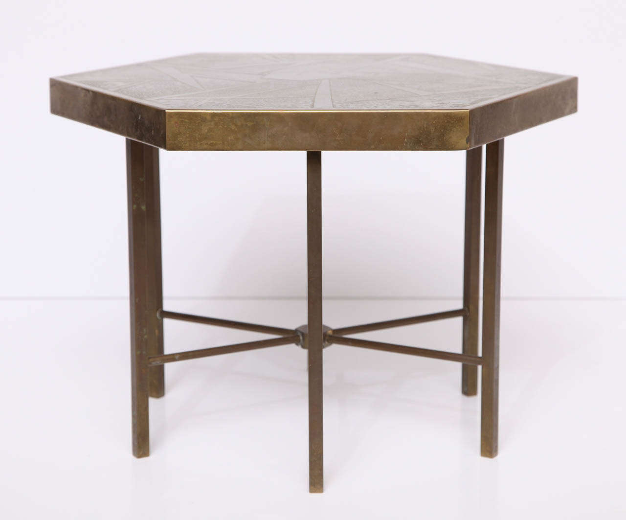 Embossed Brass Side Table by Willy Daro In Good Condition In New York, NY