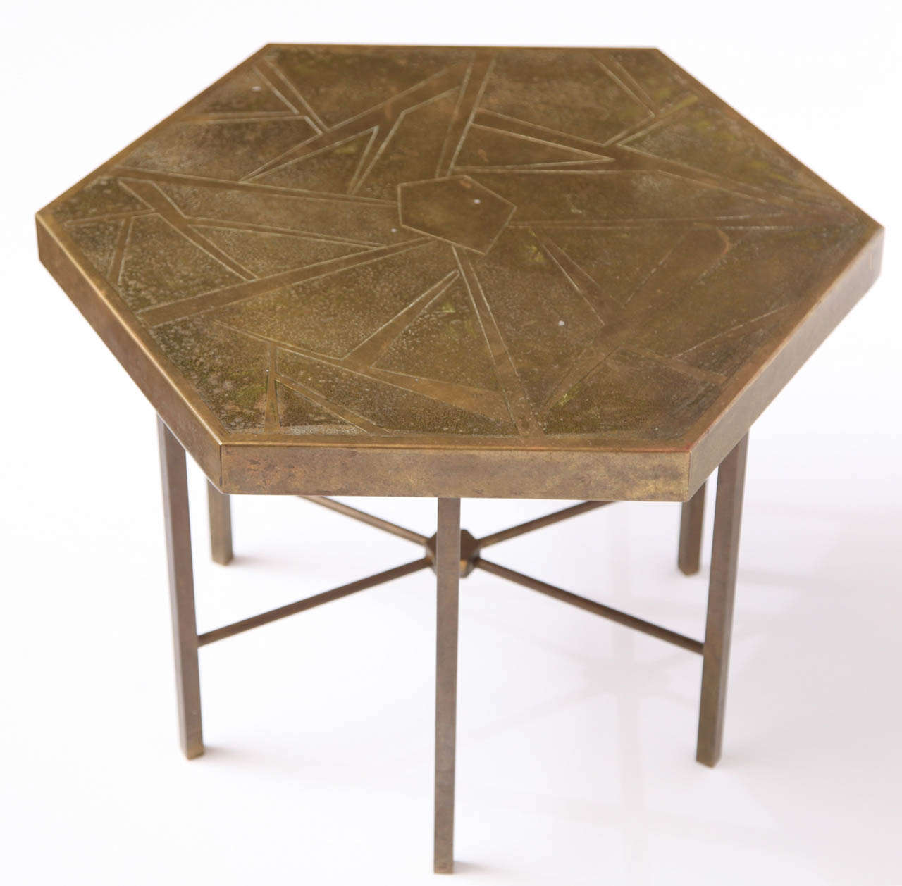 Embossed Brass Side Table by Willy Daro 1