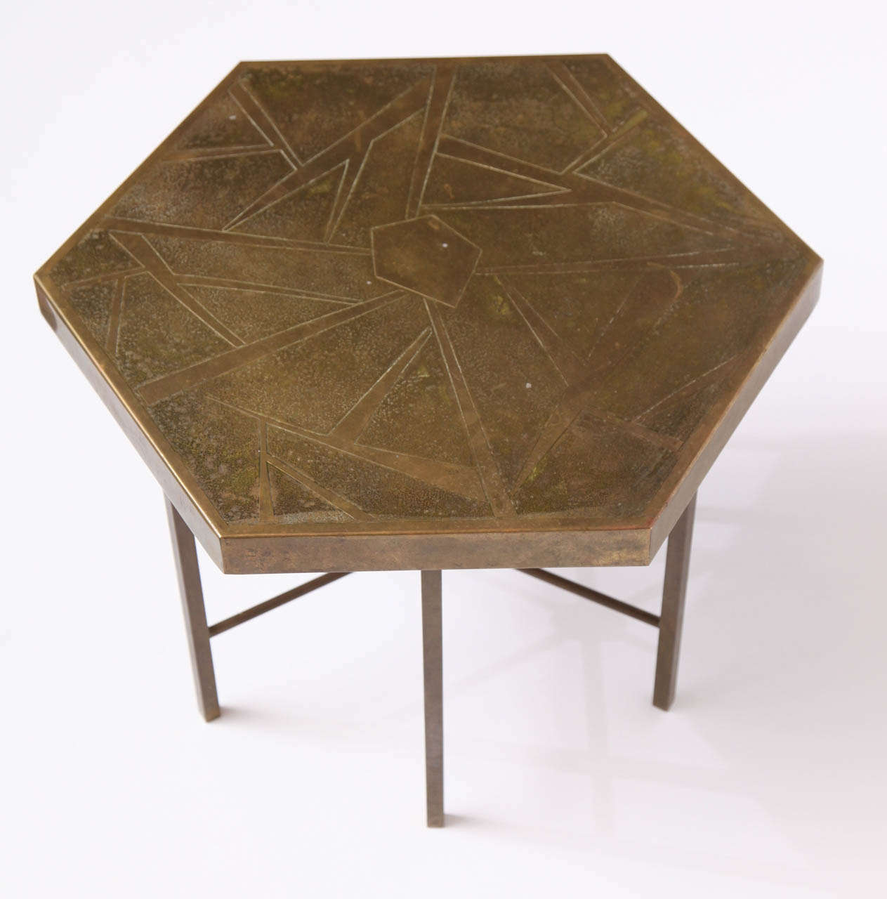 Embossed Brass Side Table by Willy Daro 3