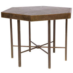 Embossed Brass Side Table by Willy Daro