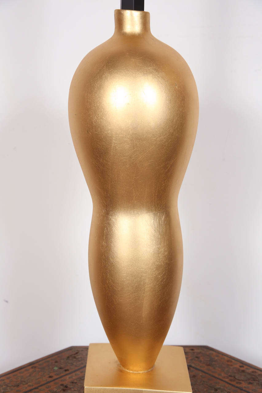 American Gold-leafed Murano Glass Table Lamp by John Hutton