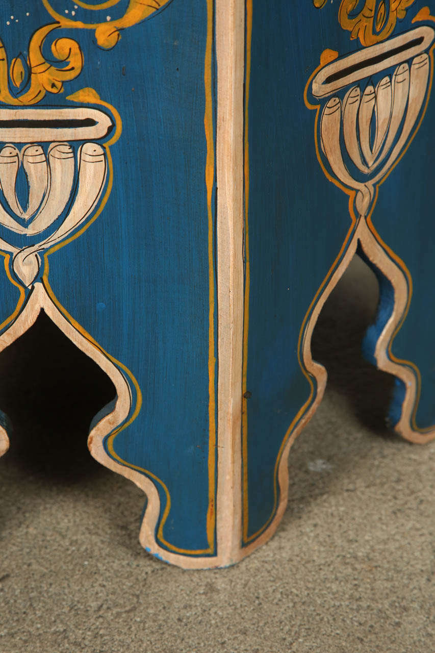 20th Century Moroccan Blue side table with Moorish design