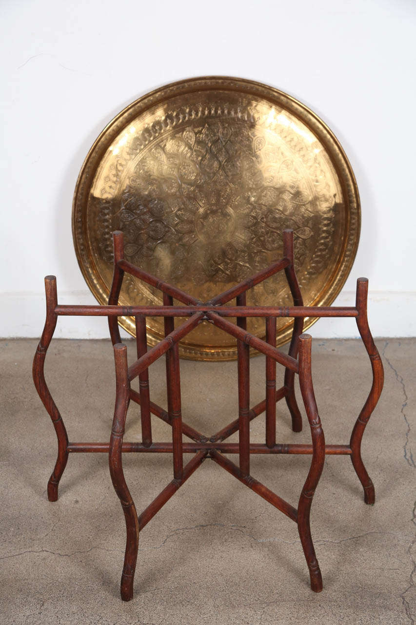 Large Persian polished brass tray table 1