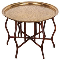 Large Persian polished brass tray table
