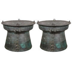 Tambours de pluie asiatiques en bronze