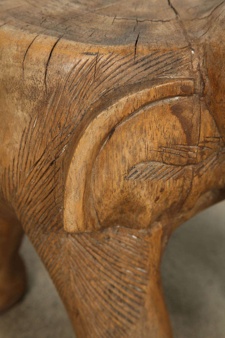 Elephant Stool, Handcarved Wood at 1stDibs wooden elephant stool