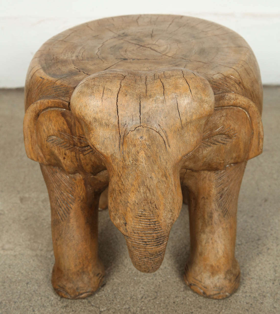 Elephant Stool, Handcarved Wood at 1stDibs wooden elephant stool